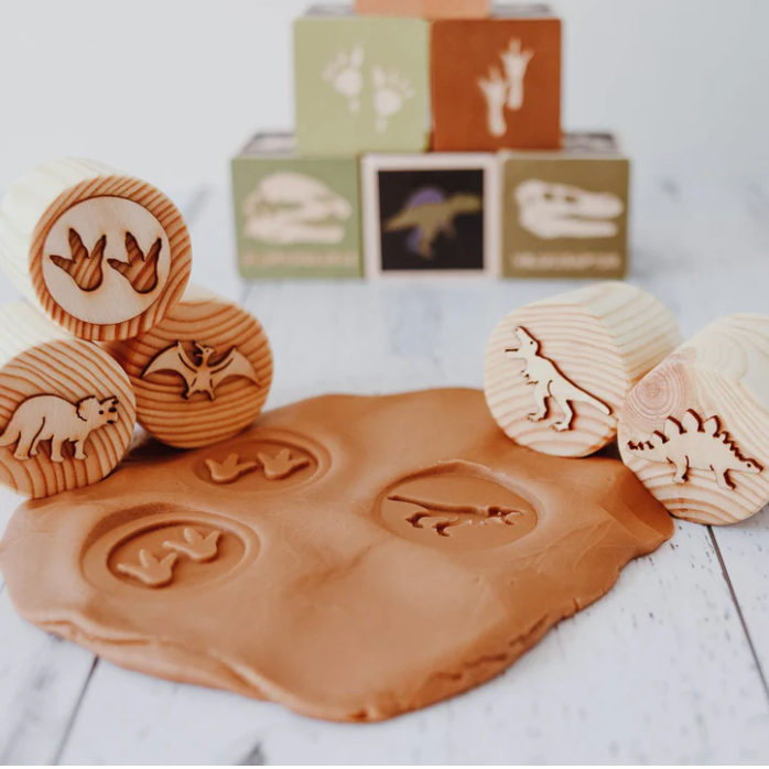 Wooden Dinosaur Stamps by Beadiebug Playdough Sand Toys Art and Craft for Kids Dinosaur and Dragon Theme Retired 3yrs+