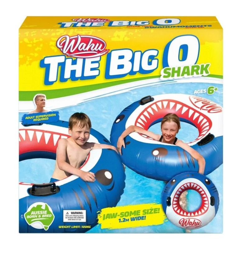 Wahu Big O Shark Inflatable Pool Ring Outdoor Activities for 6yrs+