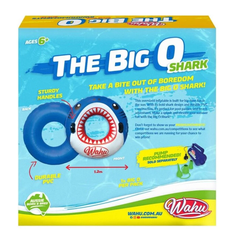 Wahu Big O Shark Inflatable Pool Ring Outdoor Activities for 6yrs+