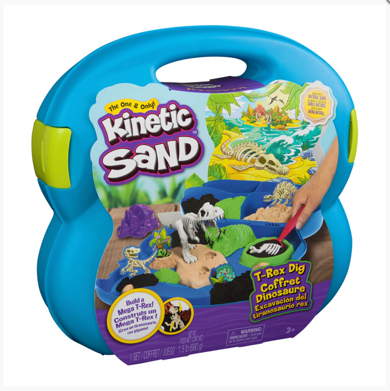 Kinetic Sand T-Rex Dino Fossil Dig Case Sensory Toys 3yrs+