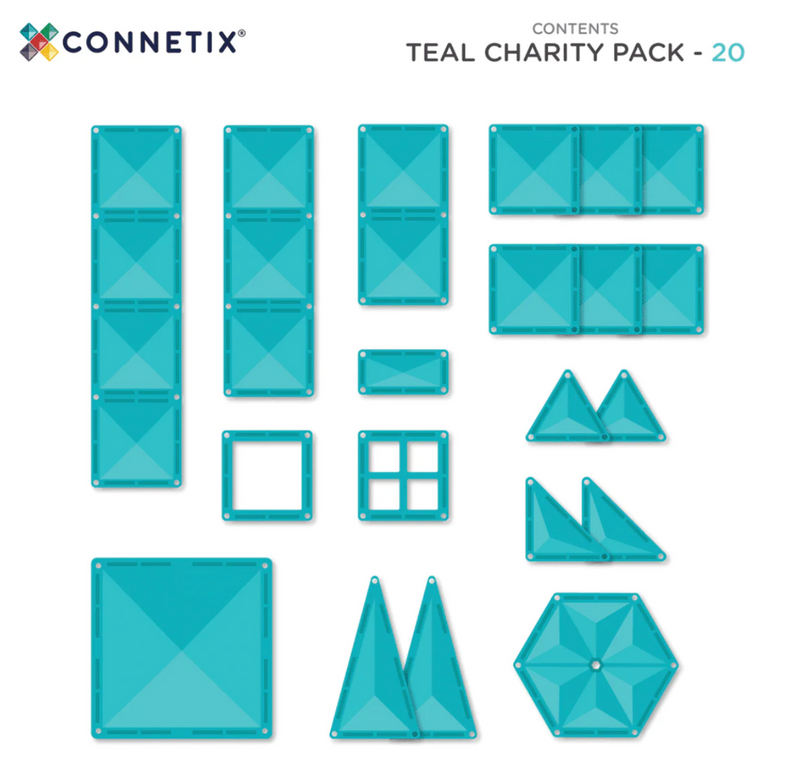 Connetix Tiles Teal Charity Pack 20pc 3yrs+