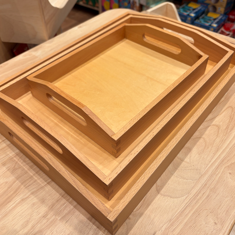 Montessori Beechwood Trays Set of 3 Practical Life Materials