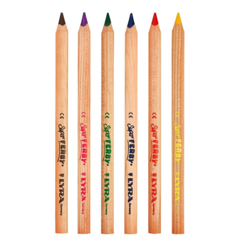 LYRA Super Ferby Nature Unlacquered Waldorf Pencils 6 Colours Stationary Art and Craft for Kids 3yrs+