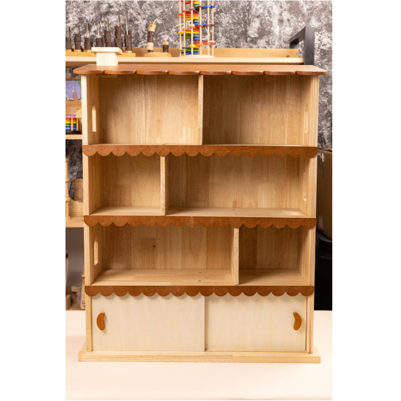 Qtoys Cottage Dollhouse Bookshelf 67.5cm (L) x 24cm (W) x86.5cm (H) Kids Book Shelf Kids Storage Furniture (Furniture Shipping)
