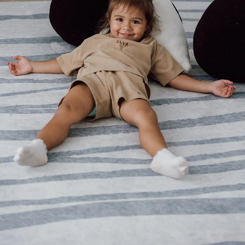 Little Wiwa Play Mat Silver Tide Cirkular Diameter 200cm Kids Play Rug Room Decor