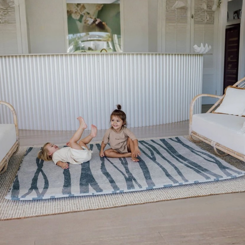 Little Wiwa Play Mat Silver Tide Generos 200x150cm Kids Play Rug Room Decor