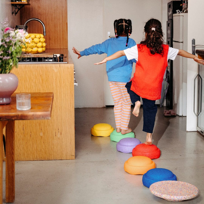 Stapelstein Stepping Stones Rainbow Original 6 + 1 UFO Super Confetti Board Set Gross Motor Toys for Toddlers Gifts Idea Best Seller 12m+ (Furniture Shipping)