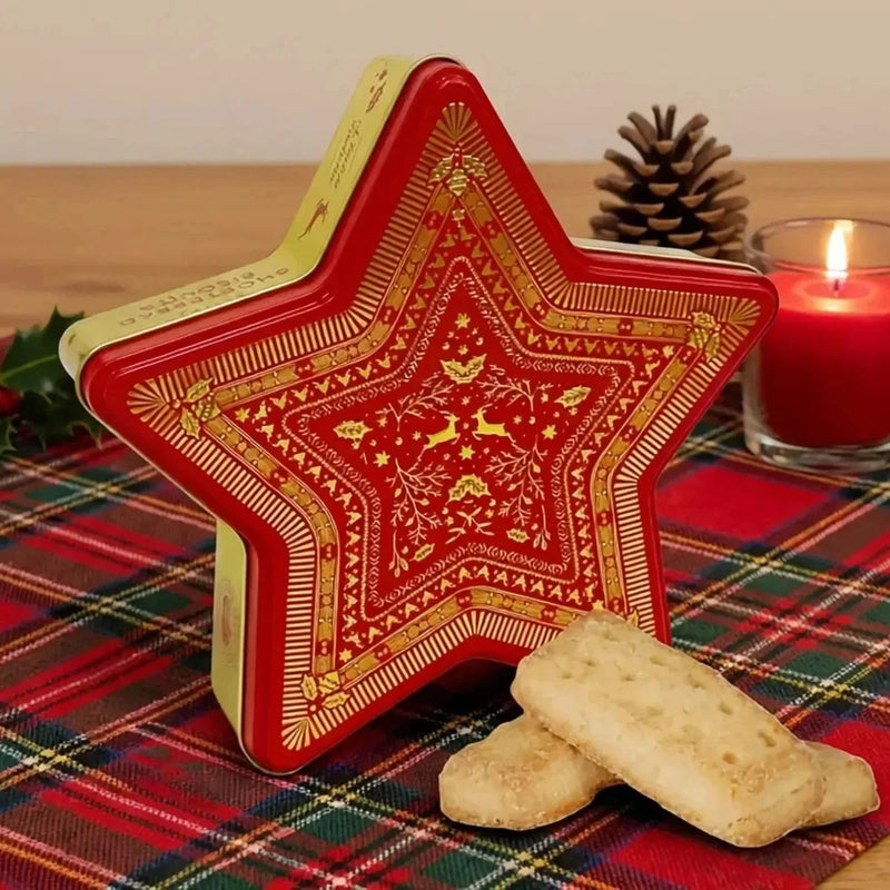 VPC Luxury Festive Star Butter Shortbread Biscuit Tin 180g Christmas Range