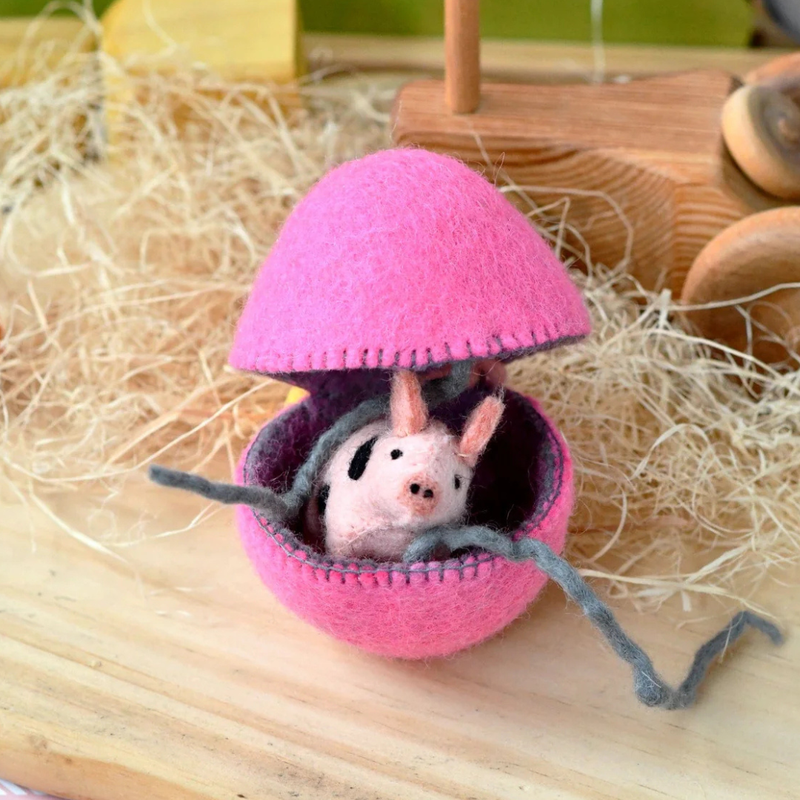 Tara Treasures Felt Surprise Pink Egg With Spotted Piglet Inside Children's Easter Gift 3yrs+