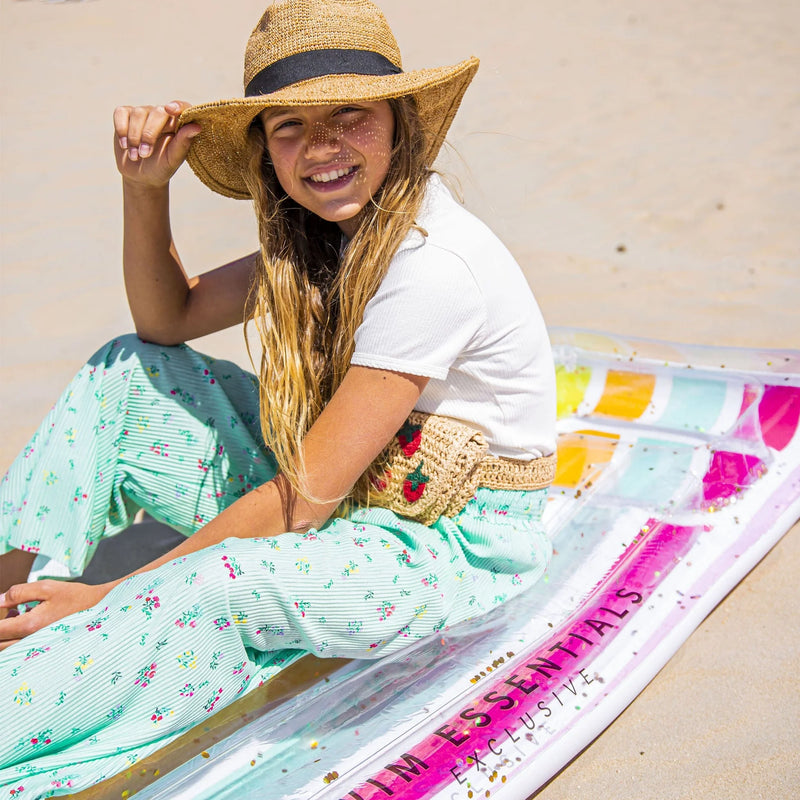 Swim Essentials Inflatable Lie On Beach Pool Floater Bed Colour Rush Rainbow 177cm Outdoor Activities for 6yrs+