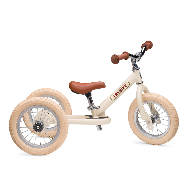 TryBike Trike Vintage CREAM 2 in 1 Balance Bike Kids Toddler Bike Best Seller 18mths-6yrs (Bulky Shipping)