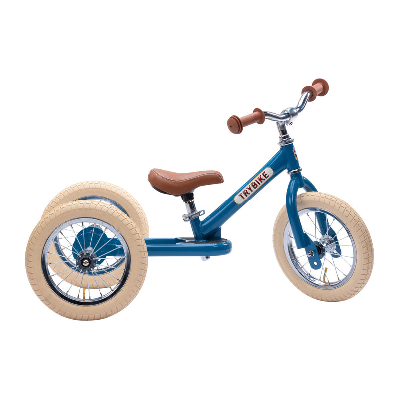 TryBike Trike Vintage BLUE 2 in 1 Balance Bike Kids Toddler Bike Best Seller 18mths-6yrs (Bulky Shipping)