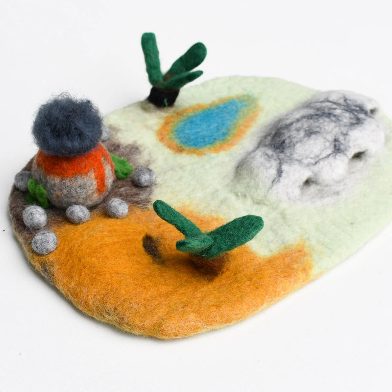 Tara Treasures Small Felt Dinosaur Ice Age Play Mat Playscape 35cm Pretend & Imaginative Play Dinosaur Toys 3yrs+