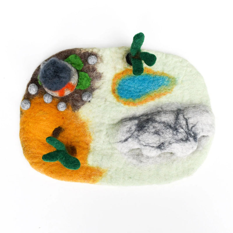 Tara Treasures Small Felt Dinosaur Ice Age Play Mat Playscape 35cm Pretend & Imaginative Play Dinosaur Toys 3yrs+