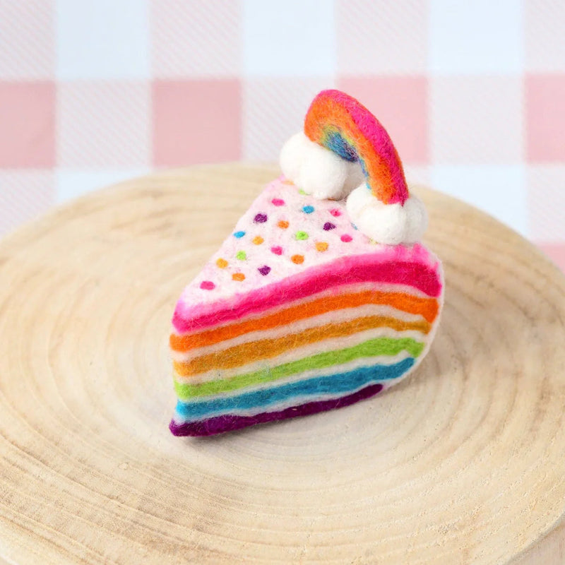 Tara Treasures Felt Rainbow Cake Slice Pretend and Imaginative Play Kitchen Accessories 3yrs +