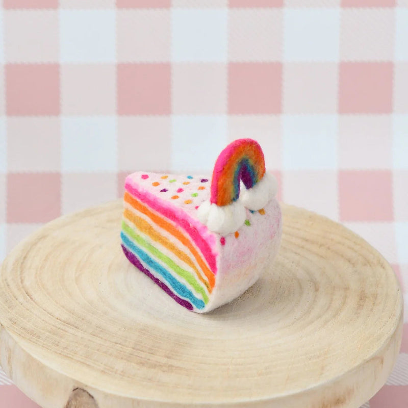 Tara Treasures Felt Rainbow Cake Slice Pretend and Imaginative Play Kitchen Accessories 3yrs +