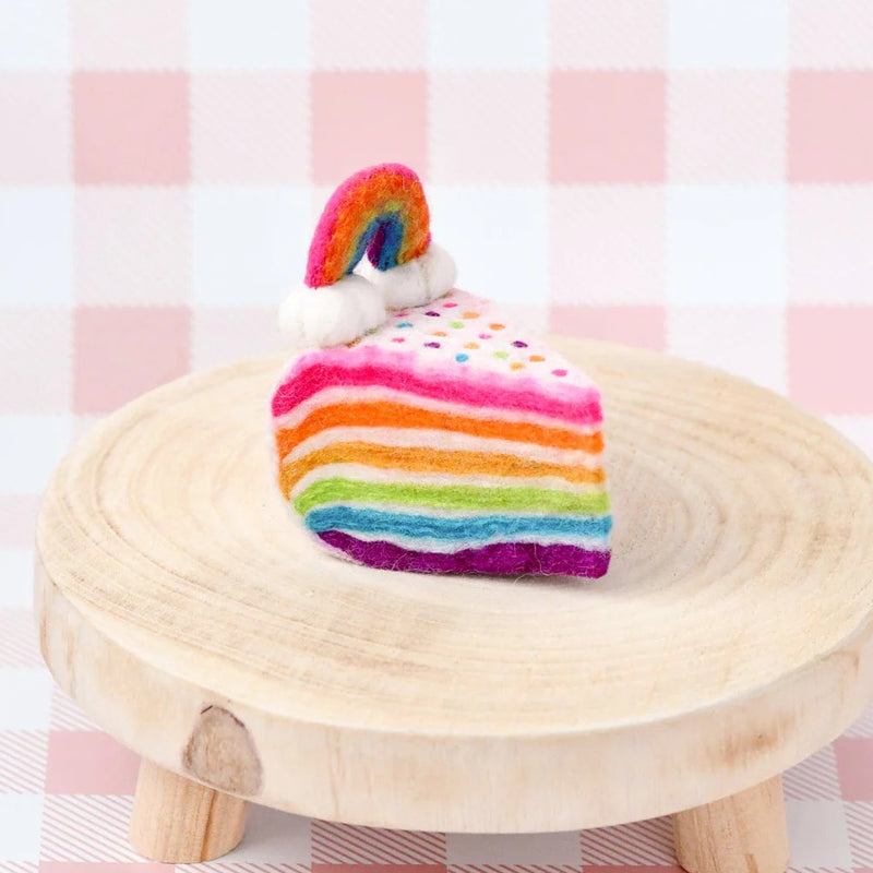 Tara Treasures Felt Rainbow Cake Slice Pretend and Imaginative Play Kitchen Accessories 3yrs +
