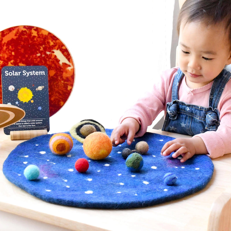 Tara Treasures Felt Solar System Outer Space Play Mat with 9 Felt Planets Playscape 4cm Diameter Pretend & Imaginative Play Space Toys 3yrs+