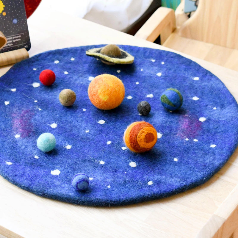 Tara Treasures Felt Solar System Outer Space Play Mat with 9 Felt Planets Playscape 4cm Diameter Pretend & Imaginative Play Space Toys 3yrs+