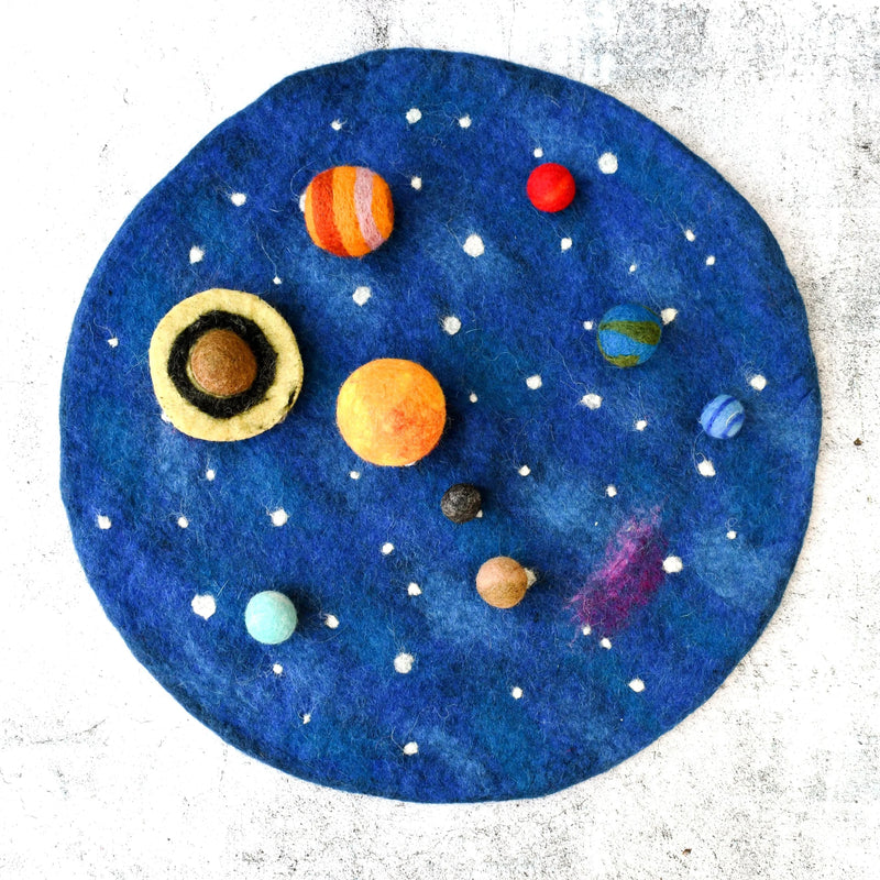 Tara Treasures Felt Solar System Outer Space Play Mat with 9 Felt Planets Playscape 4cm Diameter Pretend & Imaginative Play Space Toys 3yrs+