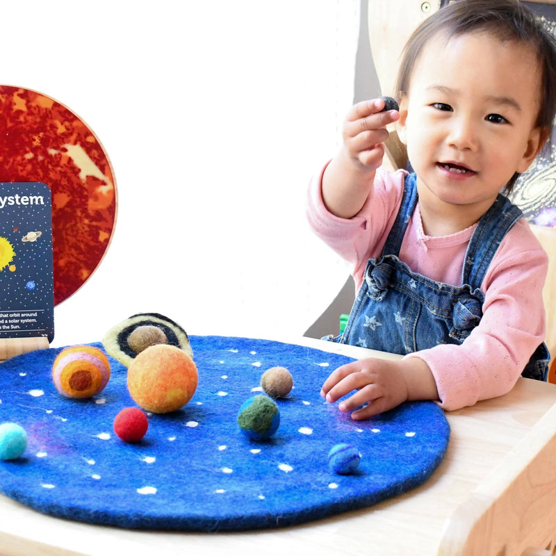 Tara Treasures Felt Solar System Outer Space Play Mat with 9 Felt Planets Playscape 4cm Diameter Pretend & Imaginative Play Space Toys 3yrs+