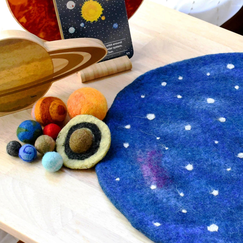 Tara Treasures Felt Solar System Outer Space Play Mat with 9 Felt Planets Playscape 4cm Diameter Pretend & Imaginative Play Space Toys 3yrs+