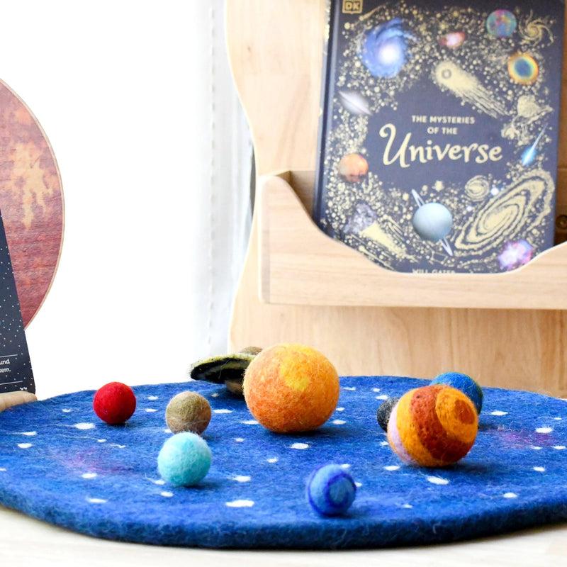 Tara Treasures Felt Solar System Outer Space Play Mat with 9 Felt Planets Playscape 4cm Diameter Pretend & Imaginative Play Space Toys 3yrs+