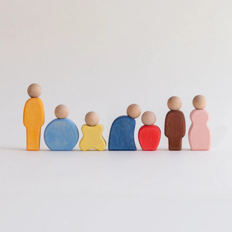 Town Folks Set 7pcs Wooden Peg Dolls by Avdar Toys Wooden Toys Pretend & imaginative Play Gifting Idea for 3yrs+