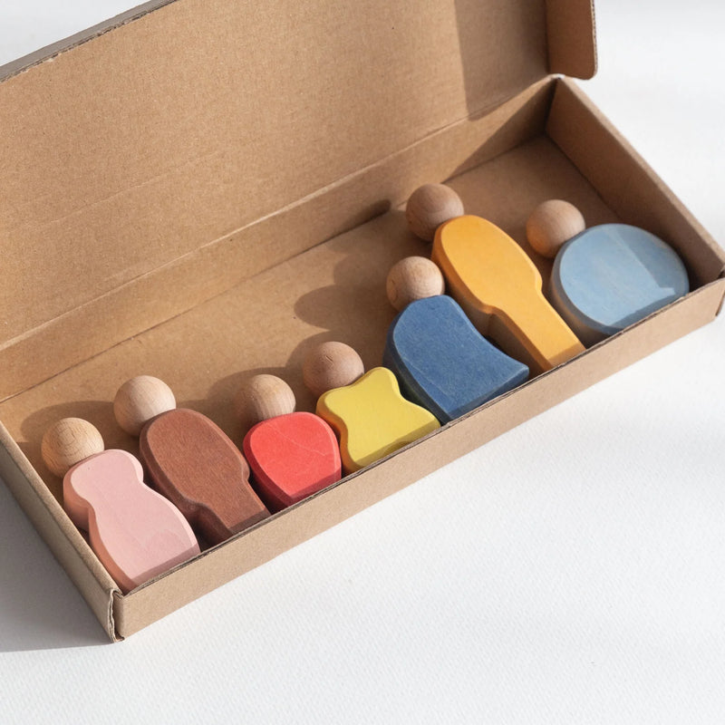 Town Folks Set 7pcs Wooden Peg Dolls by Avdar Toys Wooden Toys Pretend & imaginative Play Gifting Idea for 3yrs+