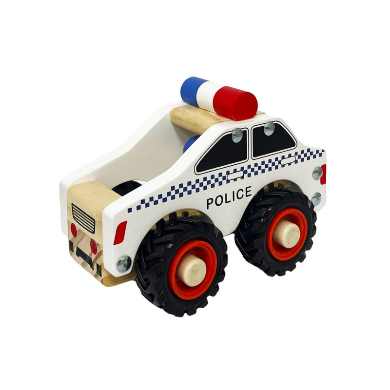 ToysLink Wooden Police Car Toy Car Baby Toddler Toys Gifting Idea for 18m+