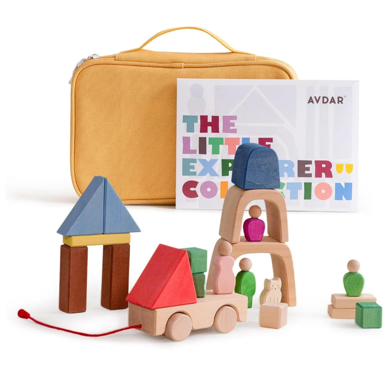 Wooden Building Blocks Trailer Travel Set 30pcs by Avdar Toys Wooden Toys Building Blocks Travel Toys Gifting Idea for 3yrs+