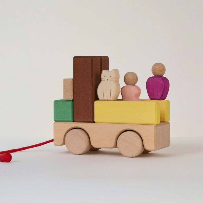 Wooden Building Blocks Trailer Travel Set 30pcs by Avdar Toys Wooden Toys Building Blocks Travel Toys Gifting Idea for 3yrs+