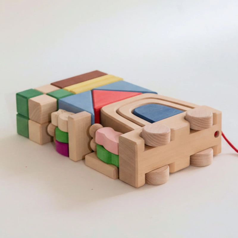 Wooden Building Blocks Trailer Travel Set 30pcs by Avdar Toys Wooden Toys Building Blocks Travel Toys Gifting Idea for 3yrs+