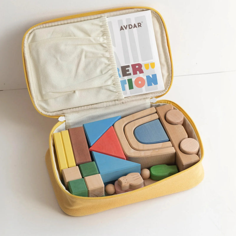 Wooden Building Blocks Trailer Travel Set 30pcs by Avdar Toys Wooden Toys Building Blocks Travel Toys Gifting Idea for 3yrs+