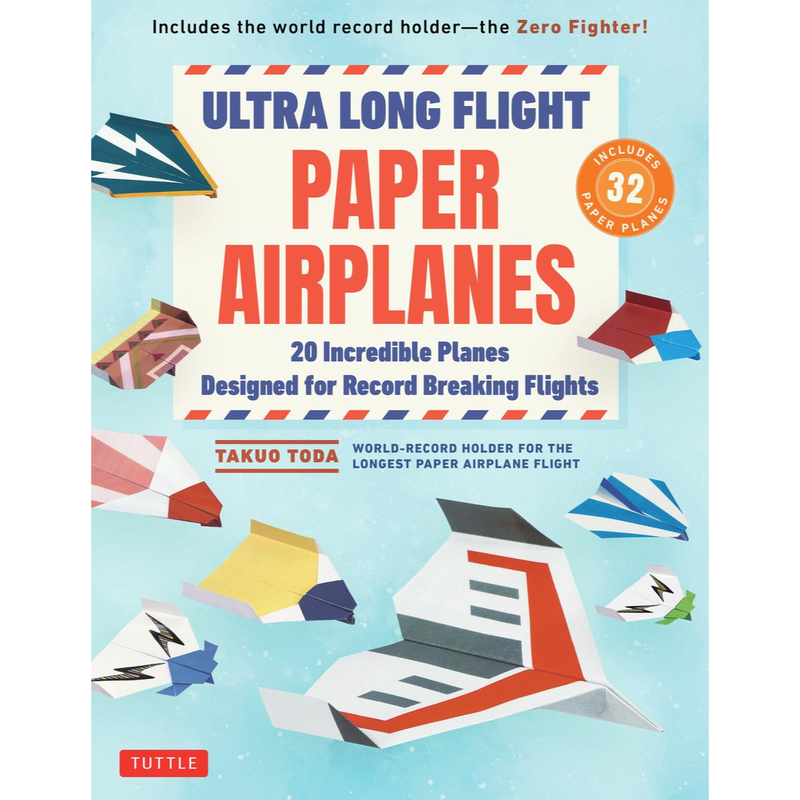 Ultra Long Flight Paper Airplanes with 32 Paper Planes (Paperback) by Takuo Toda Kids Origami Activity Book Travel Toys