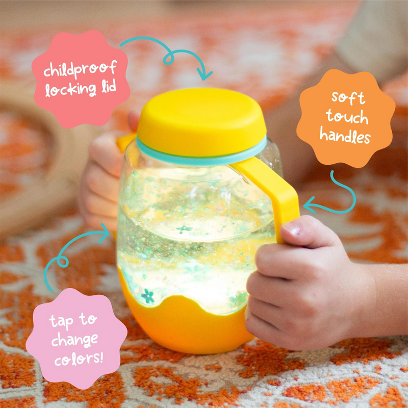 Glo Pal Sensory Play Jar Yellow by Jellystone Baby Developmental Toys for Toddlers Gifts Idea Best Seller 18m+