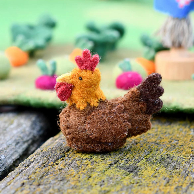 Tara Treasures Felt Chicken Pretend & Imaginative Play Farm Animal Toys Felt Animals 3yrs+