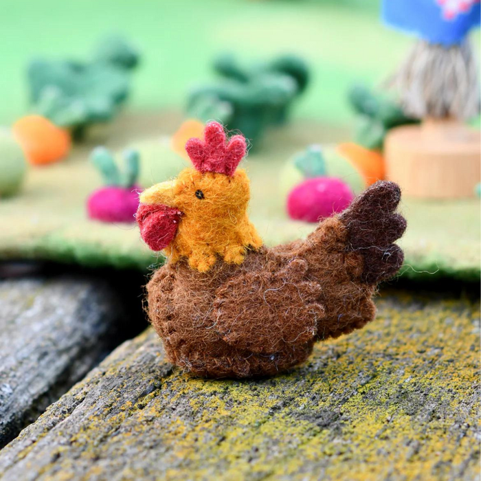 Tara Treasures Felt Chicken Pretend & Imaginative Play Farm Animal Toys