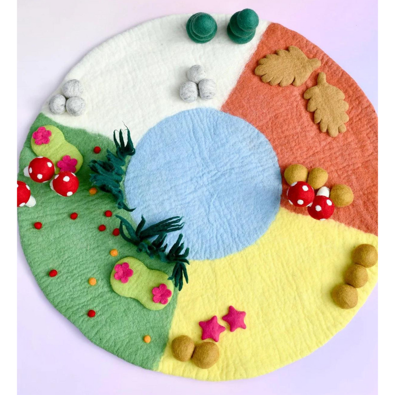 Tara Treasures Large Felt Four Seasons Play Mat Playscape 80cm Diameter Pretend & Imaginative Play Toys Best Seller 3yrs+