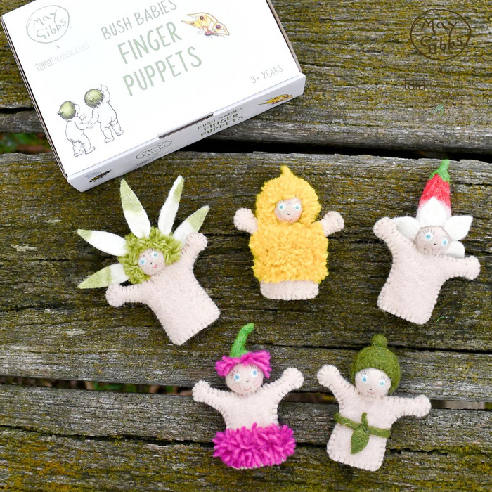 Tara Treasures May Gibbs Felt Bush Babies Finger Puppet Set of 5 Pretend & Imaginative Play Toys