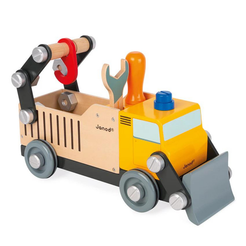 Janod BricoKid DIY Construction Truck Wooden Toy Car Gifting Idea for 3yrs+