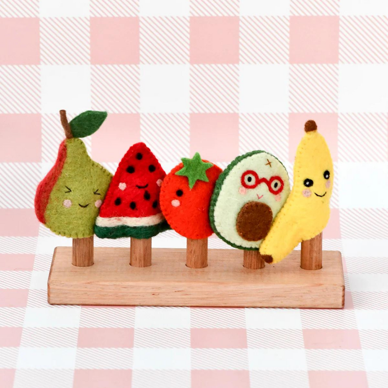 Tara Treasures Felt Fruits Finger Puppet Set of 5 Pretend and Imaginative Play Toys Retired 3yrs+