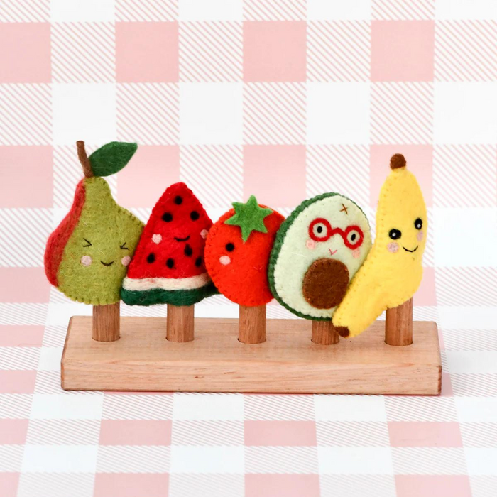 Tara Treasures Felt Fruits Finger Puppet Set Pretend & Imaginative Play Toys