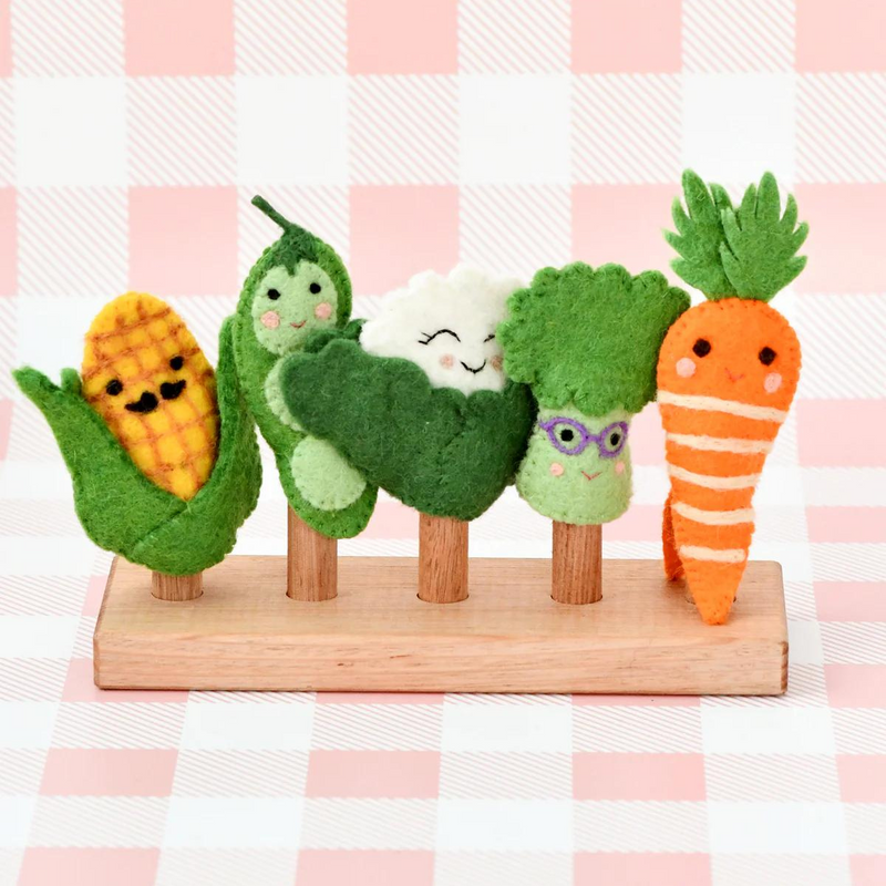 Tara Treasures Felt Vegetables Finger Puppet Set of 5 Pretend & Imaginative Play Toys Retired 3yrs+
