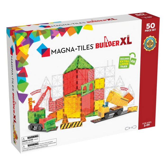 Magna Tiles Builder XL with Crane and Road 50 Piece Set Magnetic Tiles 3yrs+