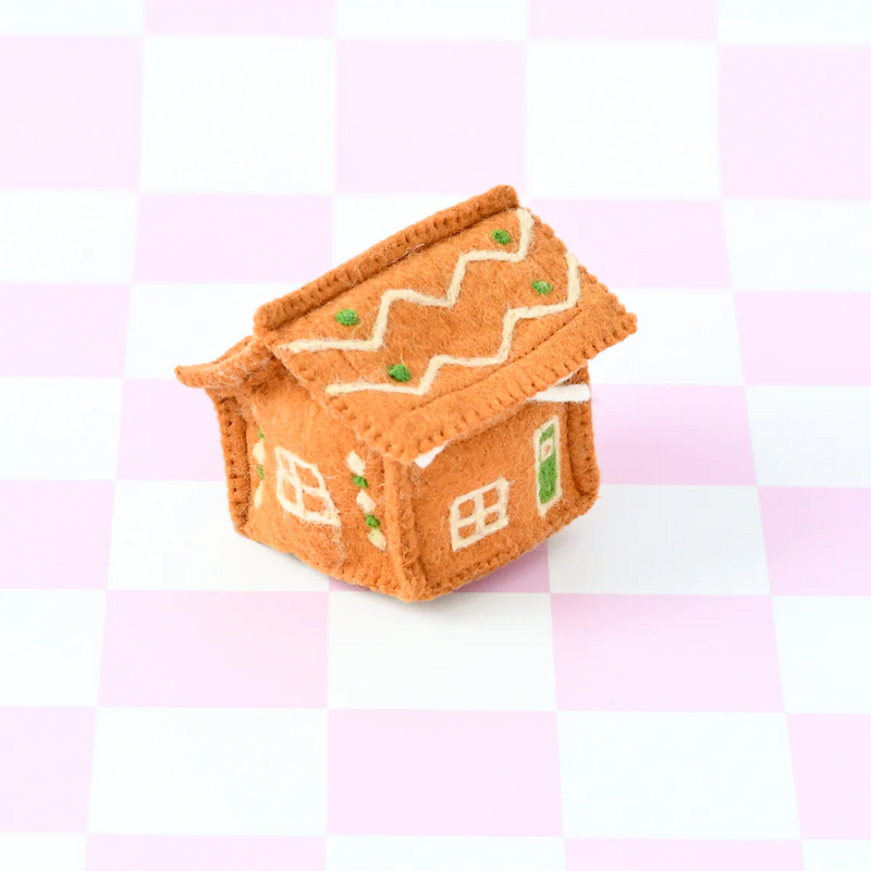 Tara Treasures Felt Gingerbread House with Green Door Pretend & Imaginative Play Toys Retired 3yrs+