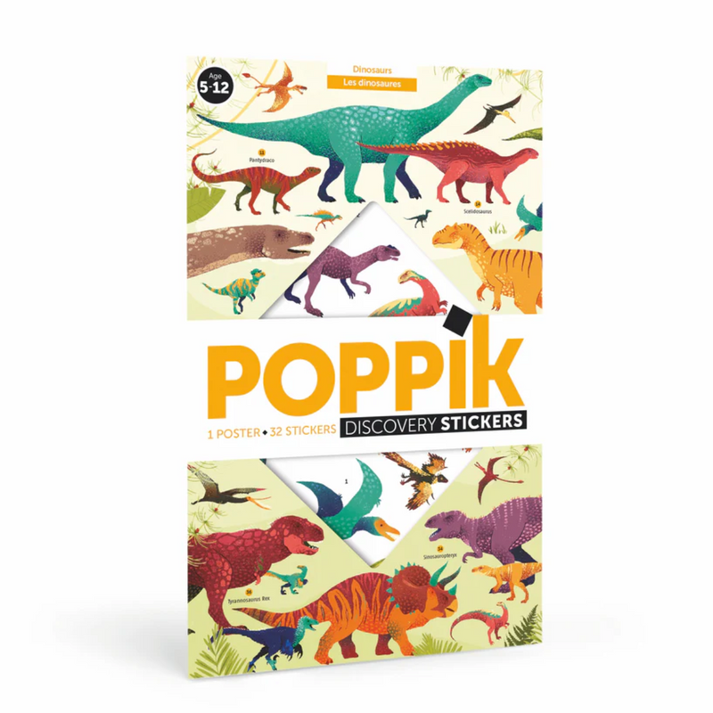 Dinosaurs Educational Poster and Stickers by Poppik Dinosaur Stationary Art and craft for kids Room Decors Dinosaur and Dragon Theme 5yrs+