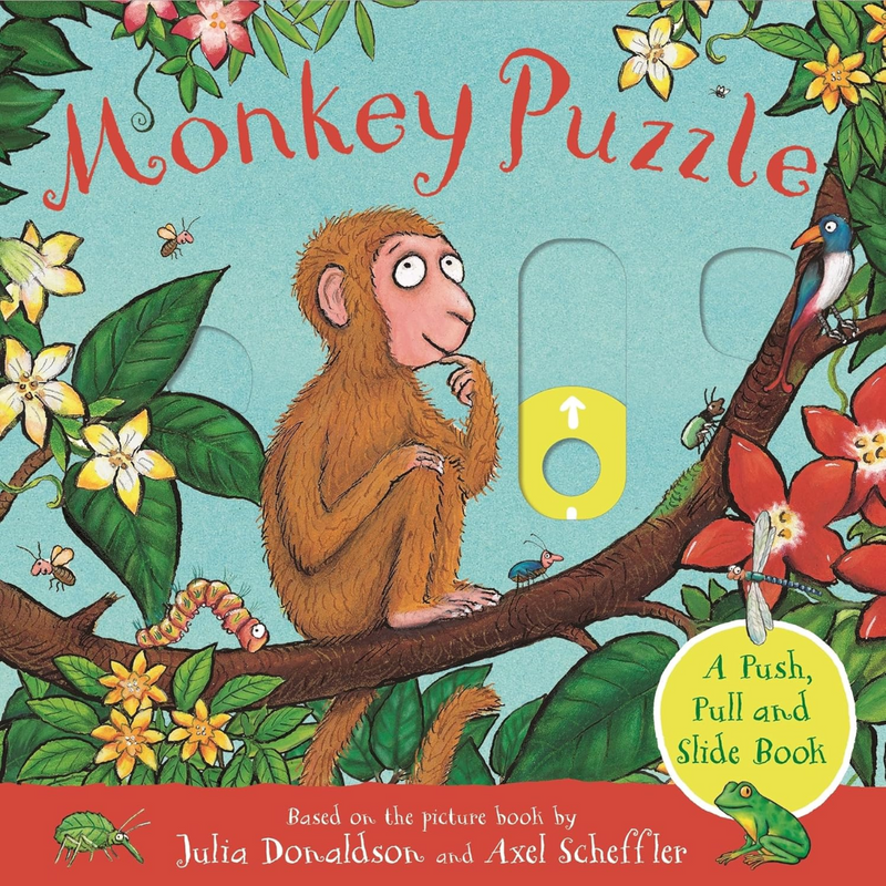 Monkey Puzzle Push Pull And Slide Book (Board Book) by Julia Donaldson, Axel Scheffler Interactive Kids Picture Book