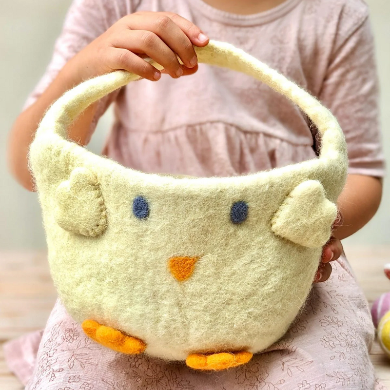Tara Treasures Felt Egg Hunt Yellow Chick Easter Basket 3yrs+