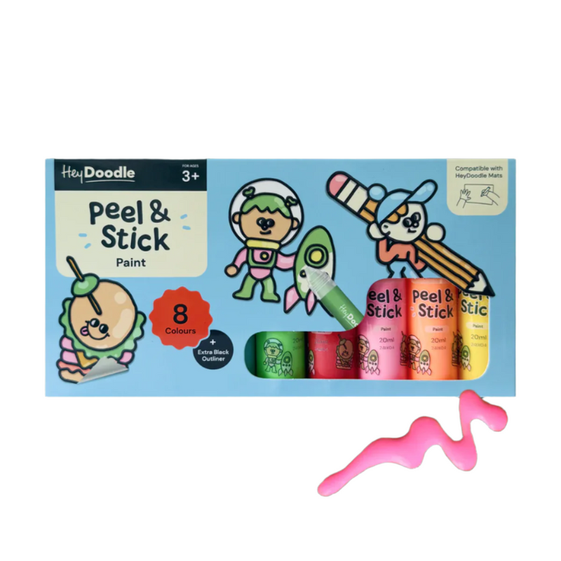 Hey Doodle Peel and Stick Paint 8 Colours Rainbow Solid Art and Craft for Kids 3yrs+